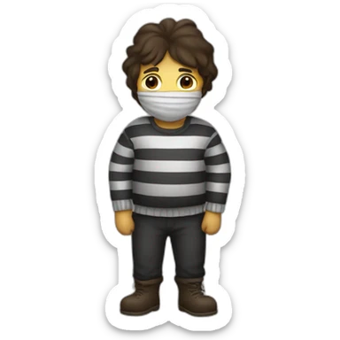 A thief in a mask and a striped sweater sticker