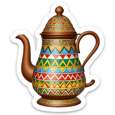 traditional Ethiopian coffee pot jebena with colorful base sticker
