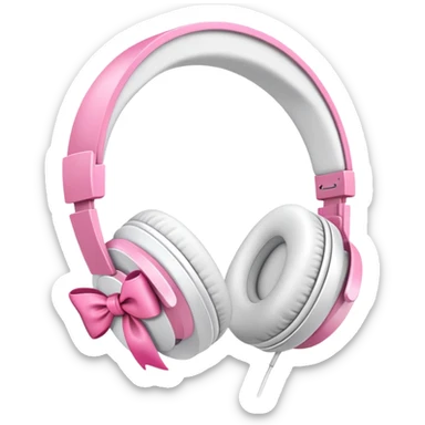 White headphones with pink bow sticker
