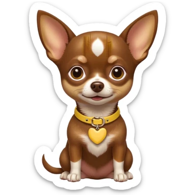 Chihuahua color chocolate con las patitas y pecho color café claro, un pequeño collar amarillo  sticker