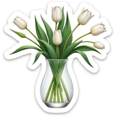 white tulip bouquet  sticker