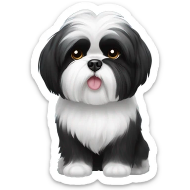Black and white shih tzu sticker