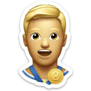 Gold 2st place medal frowing face sticker