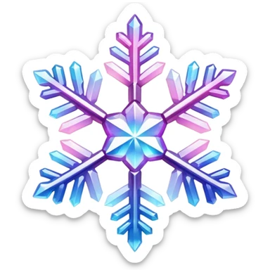 Gradient iridescent Pastel Pink violet blue white crystal snowflake  sticker
