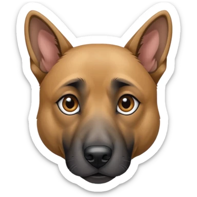 chien croisé malinois , yeux gris et poils mi long et gris sticker