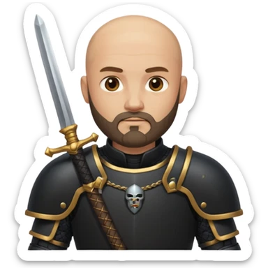 bald bearded  armed guards black armour sticker
