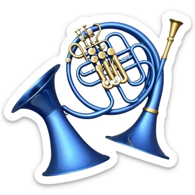 Blue french horn sticker