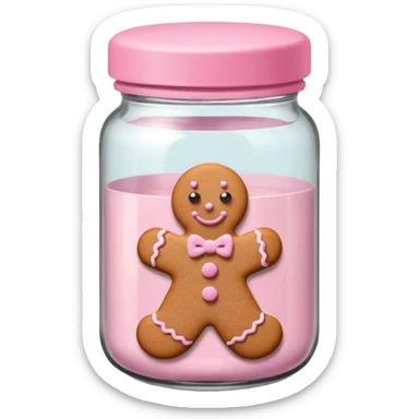 pastel pink christmas gingerbread cookies in jar with pink lid  sticker