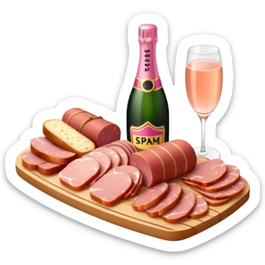 pink champagne and spam charcuterie board sticker