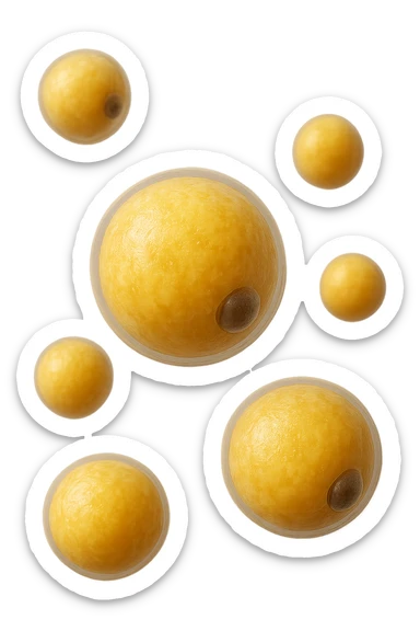 adipociti (cellule gialle) anatomiche realistiche fluttuano in aria, iperrealistico 4k sticker