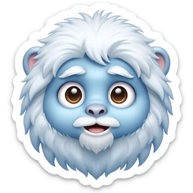 Cinematic Cute Yeti Portrait Emoji, with a charming, small, fluffy form in soft snowy whites and cool blues, featuring big, innocent eyes and a shy, gentle smile, simplified yet irresistibly endearing, highly detailed with a soft glowing outline that captures the whimsical charm of a friendly yeti ready for a cuddle! sticker