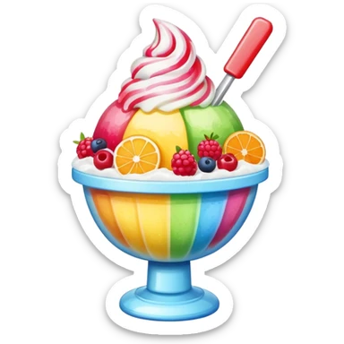 shave ice with fruit toppings, bright and cheerful sticker