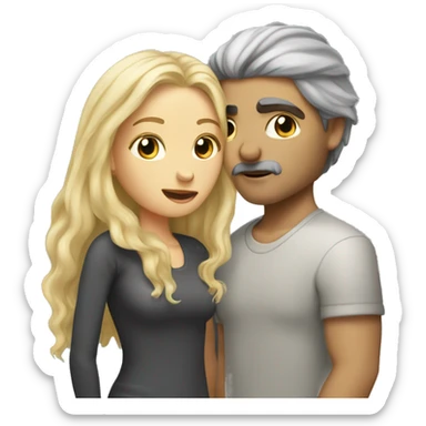 Long blond-hair-woman-and-dark grey-hair-man with no facial hair-kisses sticker