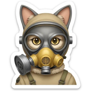 cat with gas masks sticker