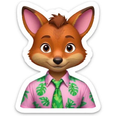 Nick Wilde with a pink Hawaii shirt and green Hawaii tie from the Zootopia Disney movie sticker