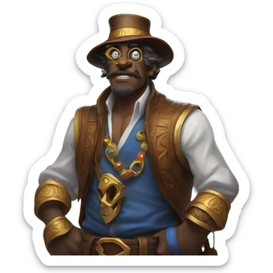 Warcraft gem collector in Uncle Scrooge style, oil paint, mysterious eyes, intricate lips, masterpiece pose, odd perspective, beautiful, desirable, logical sticker