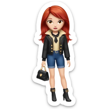 Bratz doll with red hair and a mole sticker