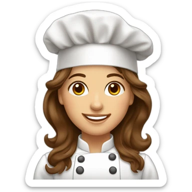 happy spanish woman chef long wavy brown hair hazel eyes sticker