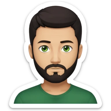 Man with a short full beard, Styled hair, Best looking man in the planet, onepiece style dark hair, green eyes, more anime style more maskulin  sticker