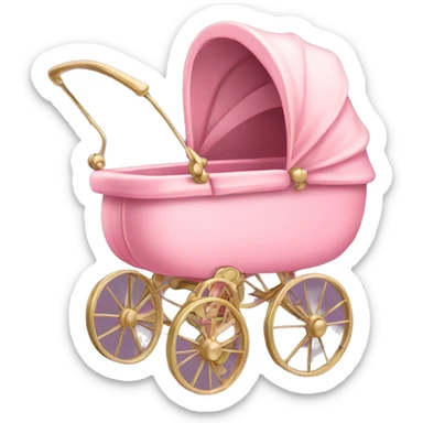 fancy vintage pink baby stroller sticker
