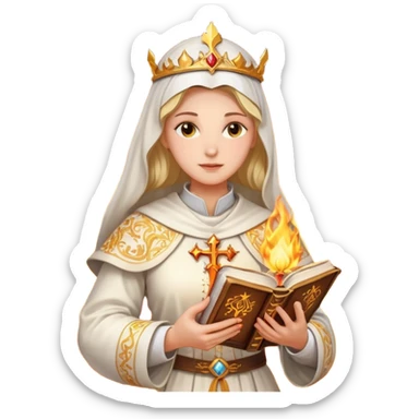 dnd cleric holding a holy book on fire sticker