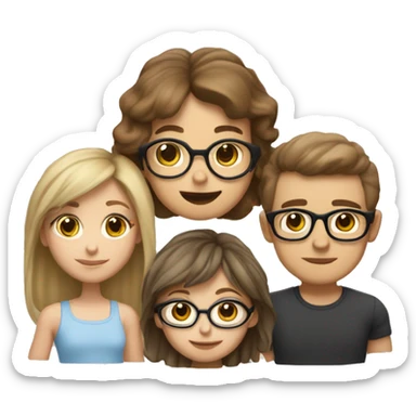 make a mom with dirty blonde hair a dad with glasses and brown hair a older sister with long brown hair and a little sister with light brown hair and bangs sticker
