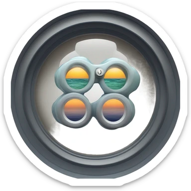the ocean shown through two binocular lens sticker