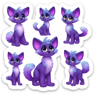 Adorable innocent cute gradient-Sparkle-nebula-fursona anthropomorphic furry, full body sticker