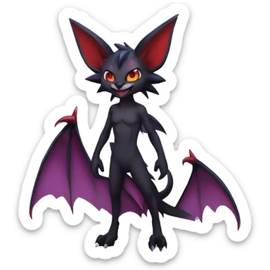  Anthro Kawaii Edgy Cool Vampiric Demonic Beautiful Noivern-Zoroark-Litten with big Bat Ears full body sticker