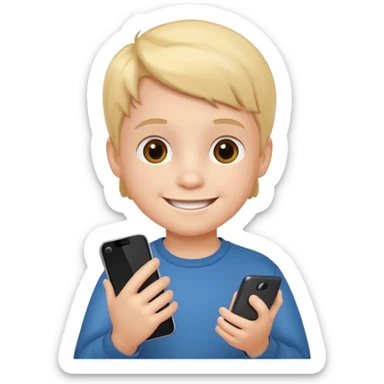 little kid with phone sticker