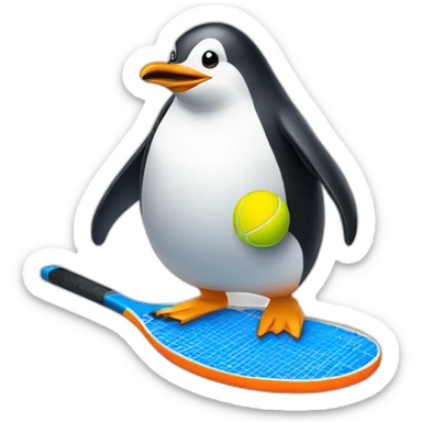 penguin playing paddle tennis sticker
