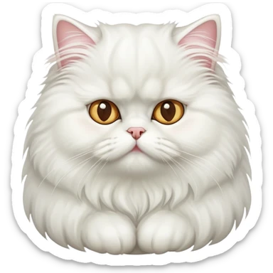 A white Persian cat with a voracious appetite sticker