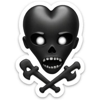 Black heart with skull sticker