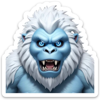 Cinematic Realistic WoW Yeti Portrait, head tilted dramatically with an exaggeratedly amused expression, blending epic primal power with an unexpected hint of playfulness. His robust, shaggy fur and expressive ice-blue eyes are rendered with lifelike texture and dynamic, frosty lighting, high shine, dramatic yet whimsical, capturing the essence of a yeti whose epic might is softened by a mischievous glint. sticker