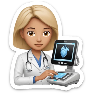 female doctor working an ultrasound machine sticker