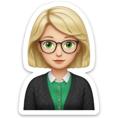 librarian teacher with short wavy blonde hair and green eyes NO GLASSES sticker