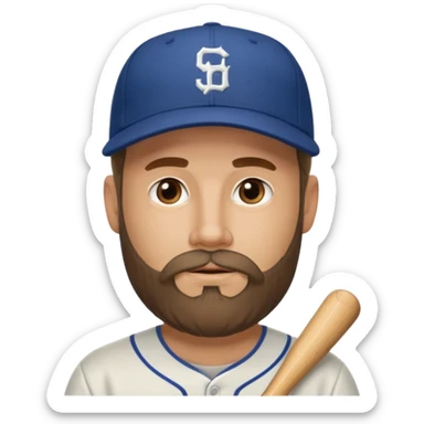 40 year old white man beard and baseball hat sticker