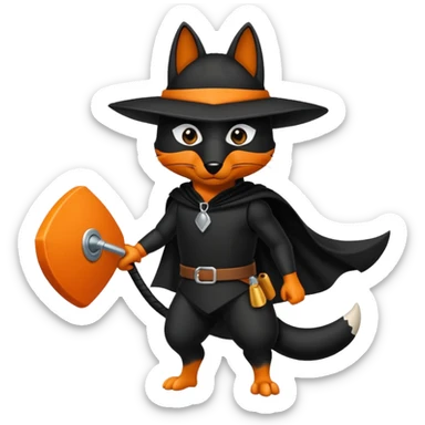 Animal zorro animado sosteniendo un neumático sticker