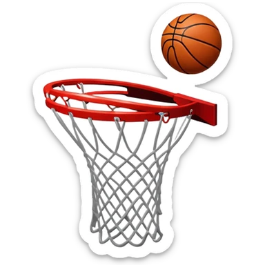 Extremely minimal red basketball with smallest possible NBA and Spalding logos, basic shape, iOS emoji style sticker