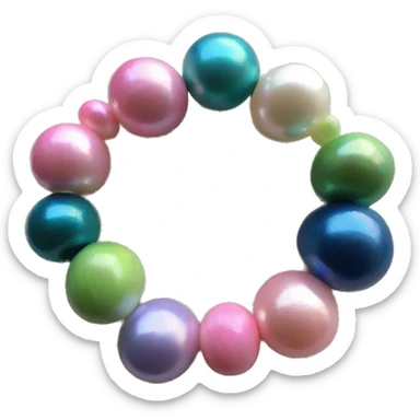 an assortment of colourful beads, pink, pearl, green, blue only 4 beads. make them cute and girly please sticker
