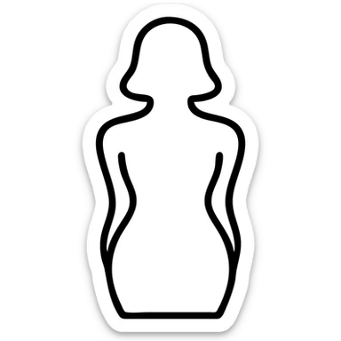 woman with a curvy silhouette, simple and elegant outlined icon sticker