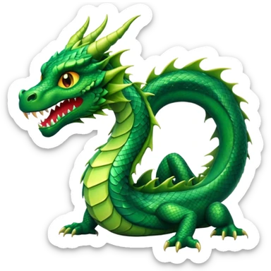 Create a single emoji of a Dragon in full body, shown at a slight side angle in a natural, characteristic pose. stylized like an emoji, but clearly recognizable.  sticker