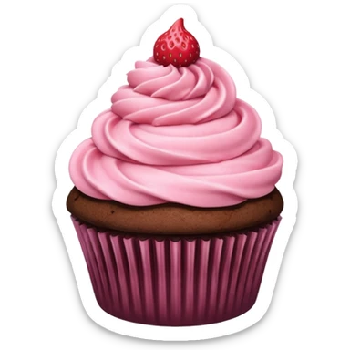Chocolate cupcake with pink strawberry frosting sticker