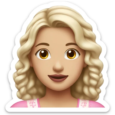 Slavic girl, light skin, pink lipstick, smiling
 sticker
