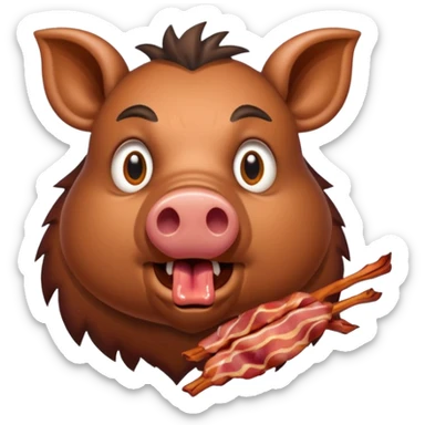 wild boar afraid of cooked bacon sticker
