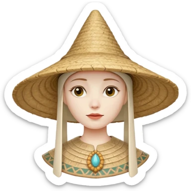 ancient latin conical hat, white, half body sticker