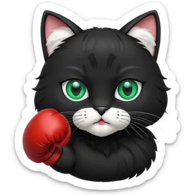 Black cat wearing boxing gloves sticker