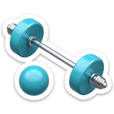 a hyperrealistic tiny turquoise-blue barbell sticker