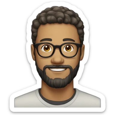 a 20 year old white man with round glasses and black beard sticker