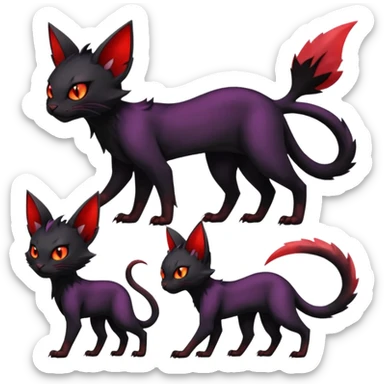 Black edgy Noivern-Noibat-Purloin-Torracat-Lykoi-Caracal-cat-Fakemon-fusion-hybrid-creature sticker